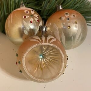 Vintage 3 West Germany Christmas Ornaments - Indent and 2 Balls